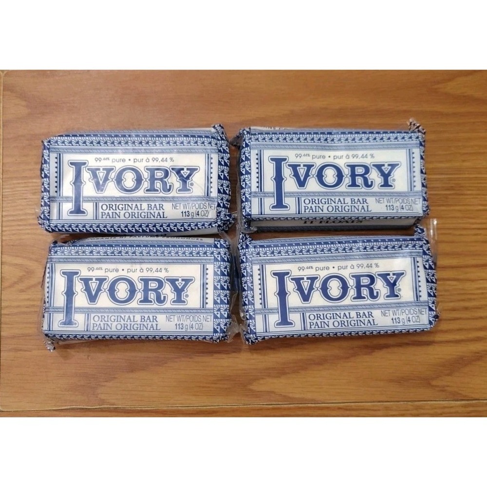 Ivory Original Bar Soap 4 Pack 4oz 113g 99.44% Pure Floats Dyes Perfume Free P&G